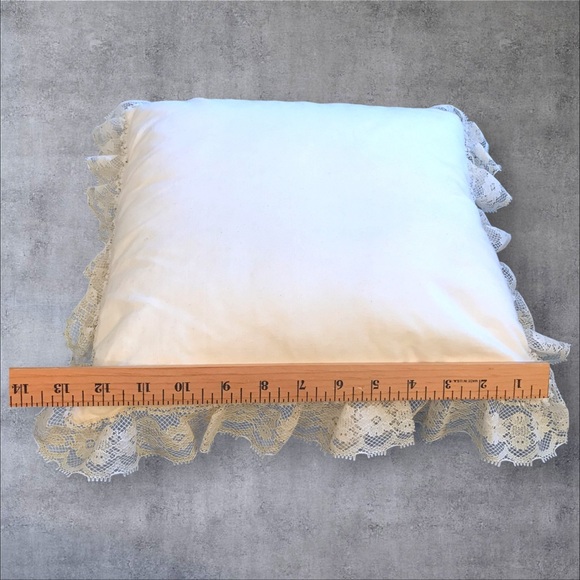 Embroidered Throw Pillow Vintage Cottagecore Floral Lace Pastel Feminine 12" - Picture 12 of 13